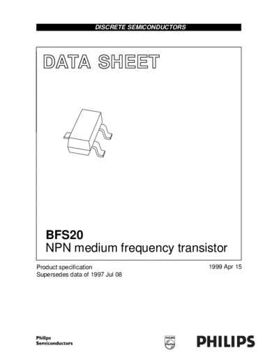 Philips bfs20  . Electronic Components Datasheets Active components Transistors Philips bfs20.pdf