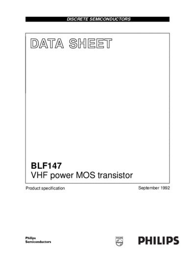 Philips blf147  . Electronic Components Datasheets Active components Transistors Philips blf147.pdf