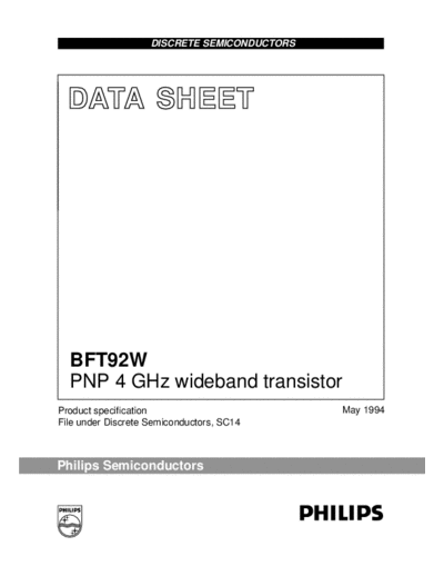 Philips bft92w 1  . Electronic Components Datasheets Active components Transistors Philips bft92w_1.pdf