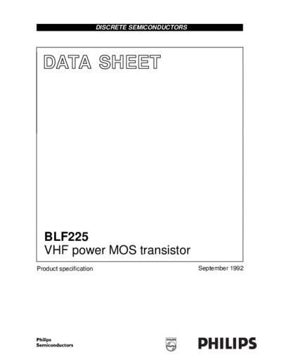 Philips blf225  . Electronic Components Datasheets Active components Transistors Philips blf225.pdf