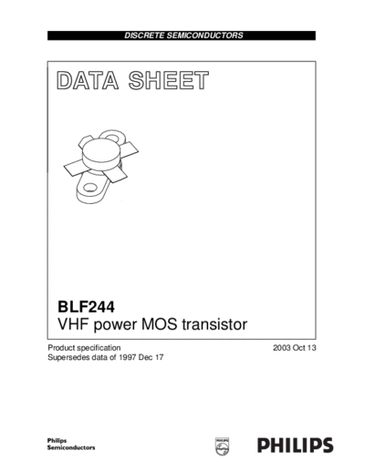Philips blf244  . Electronic Components Datasheets Active components Transistors Philips blf244.pdf