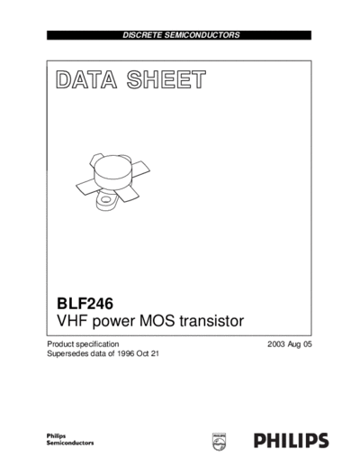 Philips blf246  . Electronic Components Datasheets Active components Transistors Philips blf246.pdf