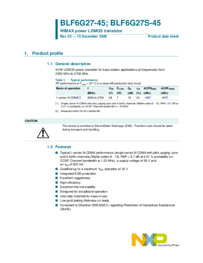 Philips blf6g27-45 blf6g27s-45  . Electronic Components Datasheets Active components Transistors Philips blf6g27-45_blf6g27s-45.pdf