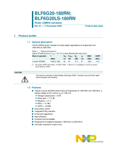 Philips blf6g20-180rn blf20ls-180rn  . Electronic Components Datasheets Active components Transistors Philips blf6g20-180rn_blf20ls-180rn.pdf