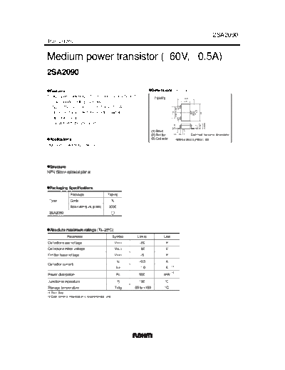 Rohm 2sa2090  . Electronic Components Datasheets Active components Transistors Rohm 2sa2090.pdf