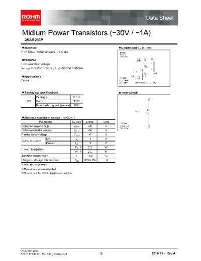 Rohm 2sar293p  . Electronic Components Datasheets Active components Transistors Rohm 2sar293p.pdf