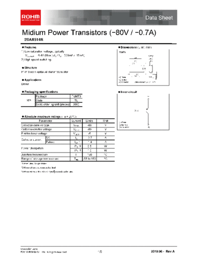 Rohm 2sar514r  . Electronic Components Datasheets Active components Transistors Rohm 2sar514r.pdf