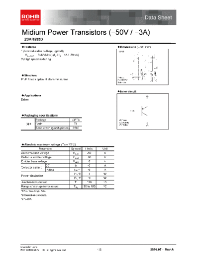 Rohm 2sar533d  . Electronic Components Datasheets Active components Transistors Rohm 2sar533d.pdf