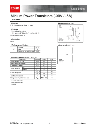 Rohm 2sar542d  . Electronic Components Datasheets Active components Transistors Rohm 2sar542d.pdf