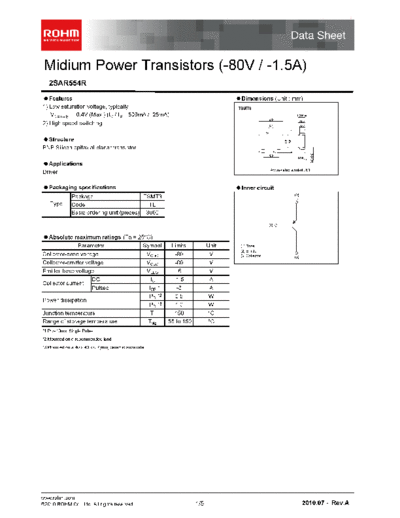 Rohm 2sar554r  . Electronic Components Datasheets Active components Transistors Rohm 2sar554r.pdf