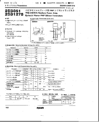 Rohm 2sb851 2sb1278  . Electronic Components Datasheets Active components Transistors Rohm 2sb851_2sb1278.pdf
