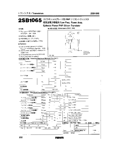 Rohm 2sb1065  . Electronic Components Datasheets Active components Transistors Rohm 2sb1065.pdf