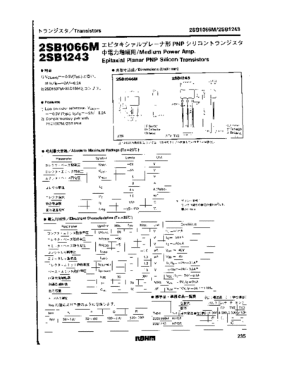 Rohm 2sb1066m 2sb1243  . Electronic Components Datasheets Active components Transistors Rohm 2sb1066m_2sb1243.pdf