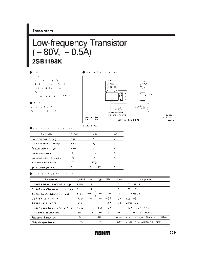 Rohm 2sb1198k  . Electronic Components Datasheets Active components Transistors Rohm 2sb1198k.pdf