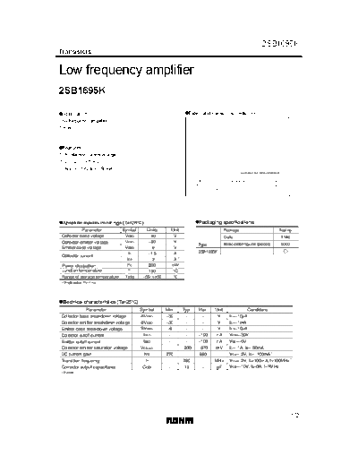 . Electronic Components Datasheets 2sb1695k  . Electronic Components Datasheets Active components Transistors Rohm 2sb1695k.pdf