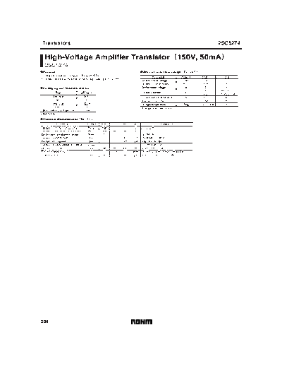 Rohm 2sc5274  . Electronic Components Datasheets Active components Transistors Rohm 2sc5274.pdf