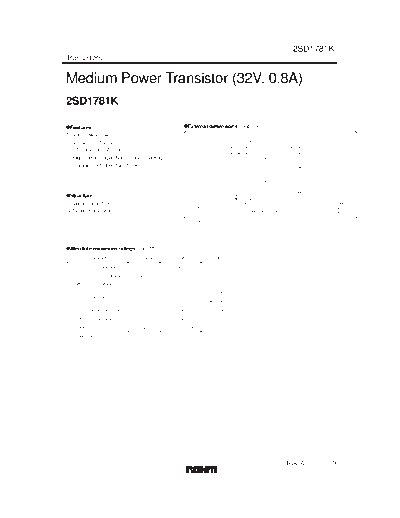 Rohm 2sd1781k  . Electronic Components Datasheets Active components Transistors Rohm 2sd1781k.pdf