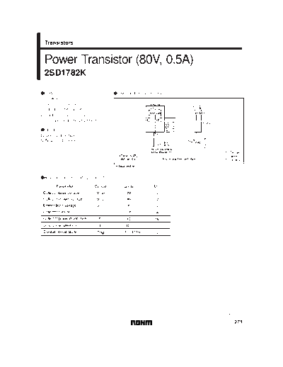 Rohm 2sd1782  . Electronic Components Datasheets Active components Transistors Rohm 2sd1782.pdf