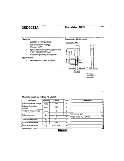 Rohm 2sd2033a  . Electronic Components Datasheets Active components Transistors Rohm 2sd2033a.pdf