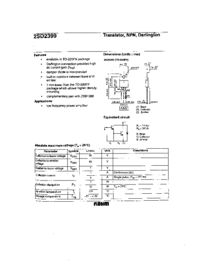 . Electronic Components Datasheets 2sd2399  . Electronic Components Datasheets Active components Transistors Rohm 2sd2399.pdf