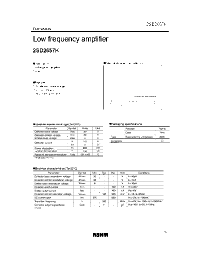 Rohm 2sd2657k-1  . Electronic Components Datasheets Active components Transistors Rohm 2sd2657k-1.pdf