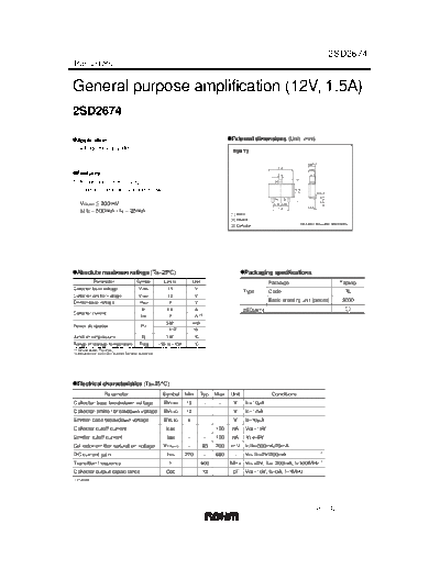 . Electronic Components Datasheets 2sd2674  . Electronic Components Datasheets Active components Transistors Rohm 2sd2674.pdf