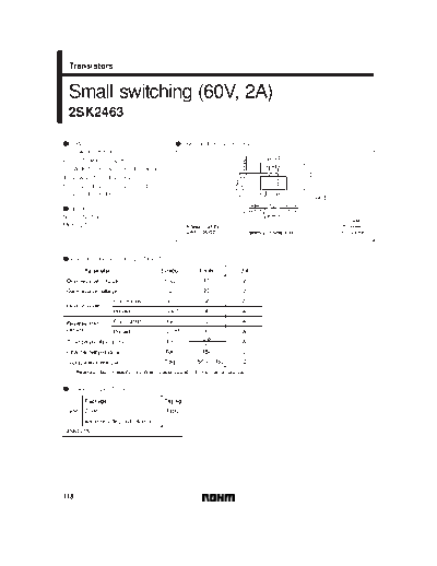 Rohm 2sk2463  . Electronic Components Datasheets Active components Transistors Rohm 2sk2463.pdf