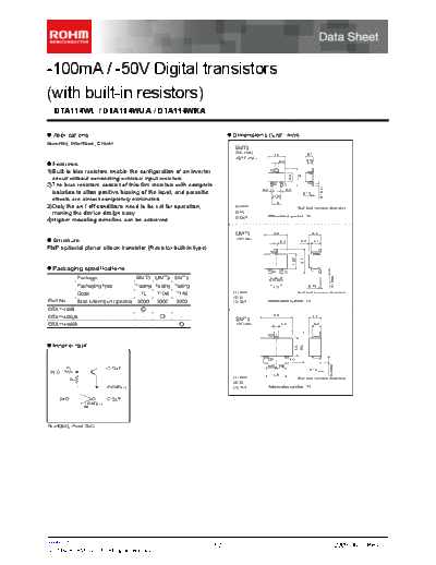 Rohm dta114w-series  . Electronic Components Datasheets Active components Transistors Rohm dta114w-series.pdf