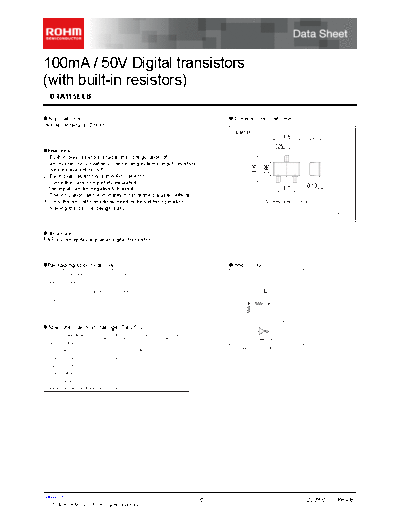 Rohm dta115eeb  . Electronic Components Datasheets Active components Transistors Rohm dta115eeb.pdf