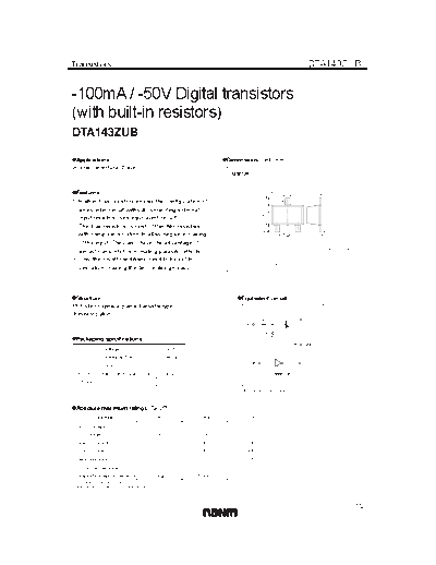 Rohm dta143zub  . Electronic Components Datasheets Active components Transistors Rohm dta143zub.pdf