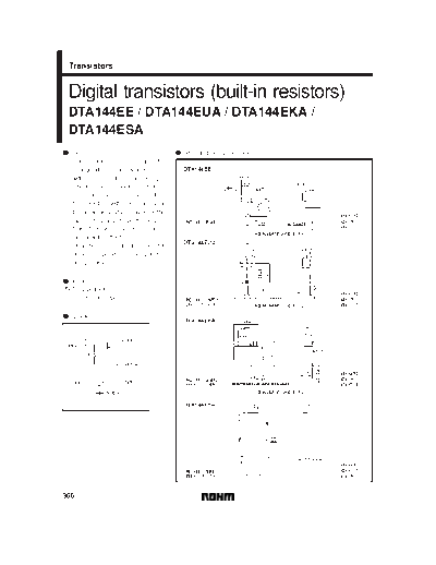 Rohm dta144ee-eua-eka 16 sot416 323 346  . Electronic Components Datasheets Active components Transistors Rohm dta144ee-eua-eka_16_sot416_323_346.pdf