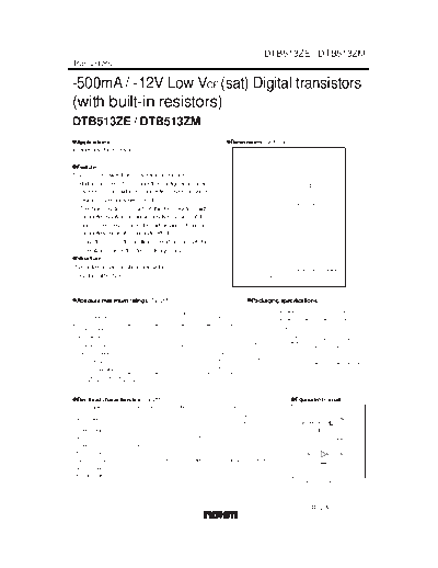 Rohm dtb513ze-zm  . Electronic Components Datasheets Active components Transistors Rohm dtb513ze-zm.pdf