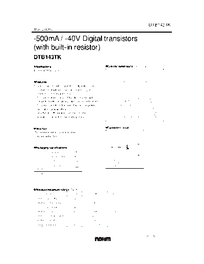 Rohm dtb143tk  . Electronic Components Datasheets Active components Transistors Rohm dtb143tk.pdf