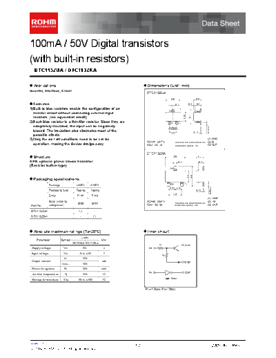 Rohm dtc113zua dtc113zka  . Electronic Components Datasheets Active components Transistors Rohm dtc113zua_dtc113zka.pdf