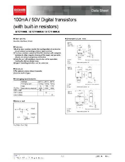 Rohm dtc114w-ser  . Electronic Components Datasheets Active components Transistors Rohm dtc114w-ser.pdf