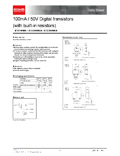 Rohm dtc144w-series  . Electronic Components Datasheets Active components Transistors Rohm dtc144w-series.pdf