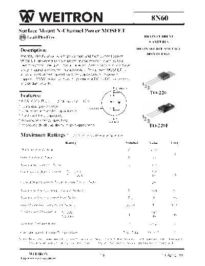 Wietron 8n60p 8n60f  . Electronic Components Datasheets Active components Transistors Wietron 8n60p_8n60f.pdf
