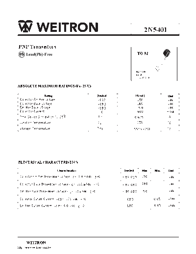 Wietron 2n5401  . Electronic Components Datasheets Active components Transistors Wietron 2n5401.pdf