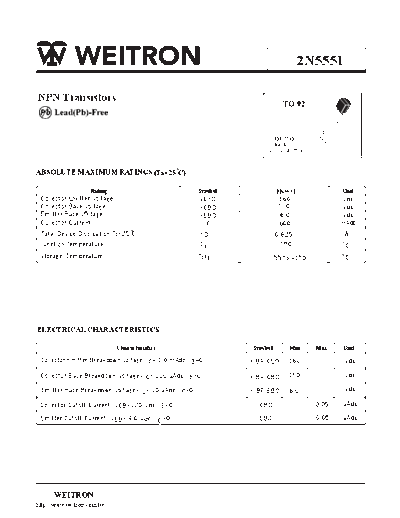 Wietron 2n5551  . Electronic Components Datasheets Active components Transistors Wietron 2n5551.pdf