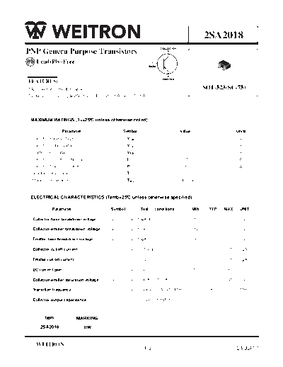 Wietron 2sa2018  . Electronic Components Datasheets Active components Transistors Wietron 2sa2018.pdf