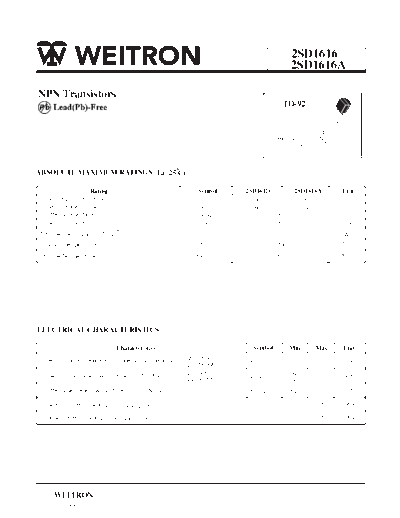 . Electronic Components Datasheets 2sd1616  . Electronic Components Datasheets Active components Transistors Wietron 2sd1616.pdf