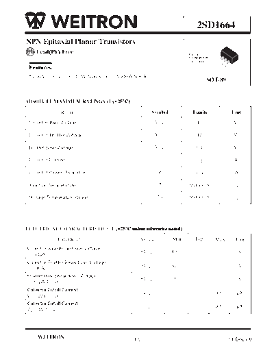 . Electronic Components Datasheets 2sd1664  . Electronic Components Datasheets Active components Transistors Wietron 2sd1664.pdf