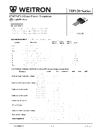 Wietron tip120-21-22-25-26-27  . Electronic Components Datasheets Active components Transistors Wietron tip120-21-22-25-26-27.pdf