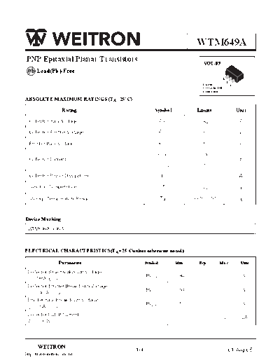 . Electronic Components Datasheets wtm649a  . Electronic Components Datasheets Active components Transistors Wietron wtm649a.pdf
