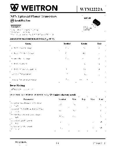Wietron wtm2222a  . Electronic Components Datasheets Active components Transistors Wietron wtm2222a.pdf