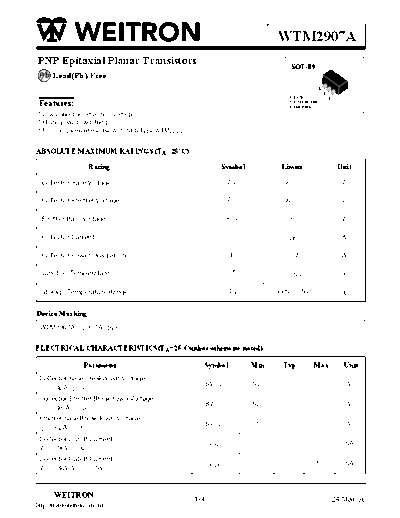 Wietron wtm2907a  . Electronic Components Datasheets Active components Transistors Wietron wtm2907a.pdf