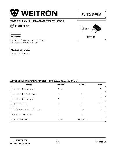 Wietron wtm3906  . Electronic Components Datasheets Active components Transistors Wietron wtm3906.pdf