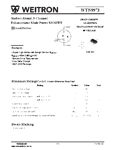 Wietron wtn9973  . Electronic Components Datasheets Active components Transistors Wietron wtn9973.pdf