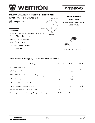 Wietron wtd40n03  . Electronic Components Datasheets Active components Transistors Wietron wtd40n03.pdf