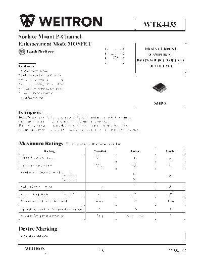 Wietron wtk4435  . Electronic Components Datasheets Active components Transistors Wietron wtk4435.pdf